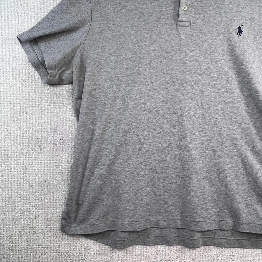 Polo Ralph Lauren Mens XL Pima Soft Touch Polo‎ Shirt Heather Gray Short Sleeve